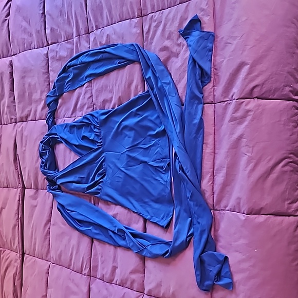 Super versatile royal blue Avon convertible wrap halter / bandeau top size S - Picture 3 of 16